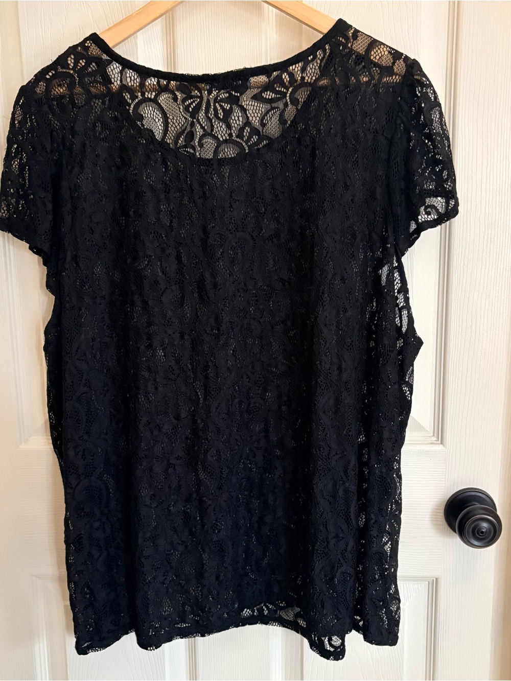 Dex Black Lace Short-Sleeve Scoop Neck Top 3X - Picture 2 of 4